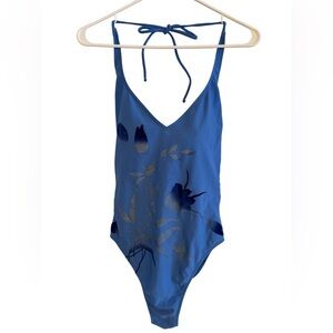 Blue Floral Kids One Piece Swimsuit